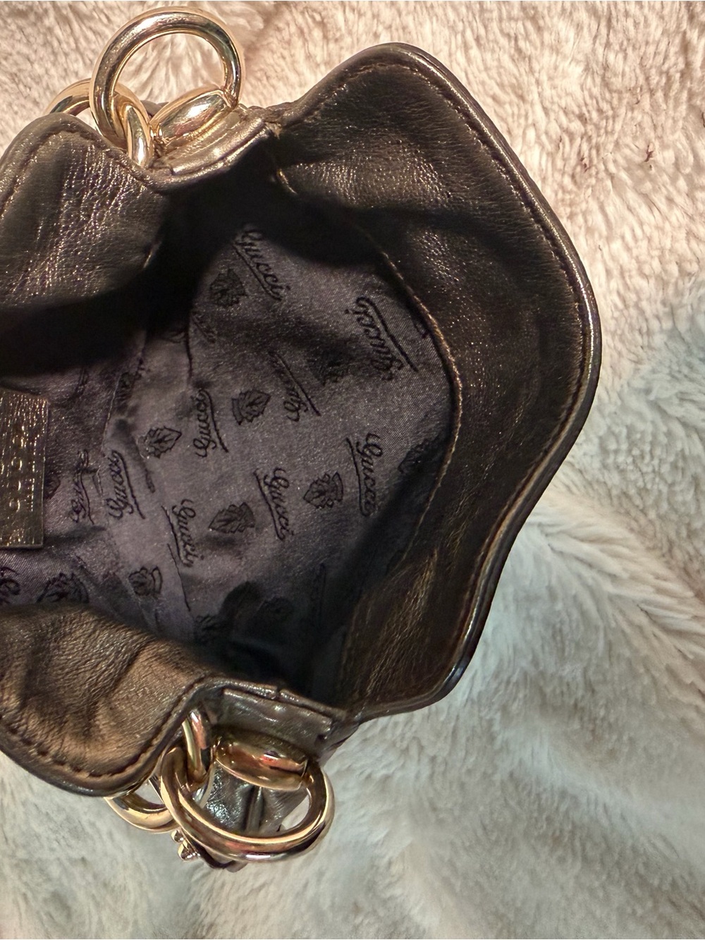 Gucci Small Indy Babouska Metallic Leather Bamboo Tassel Bag - Picture 14 of 16